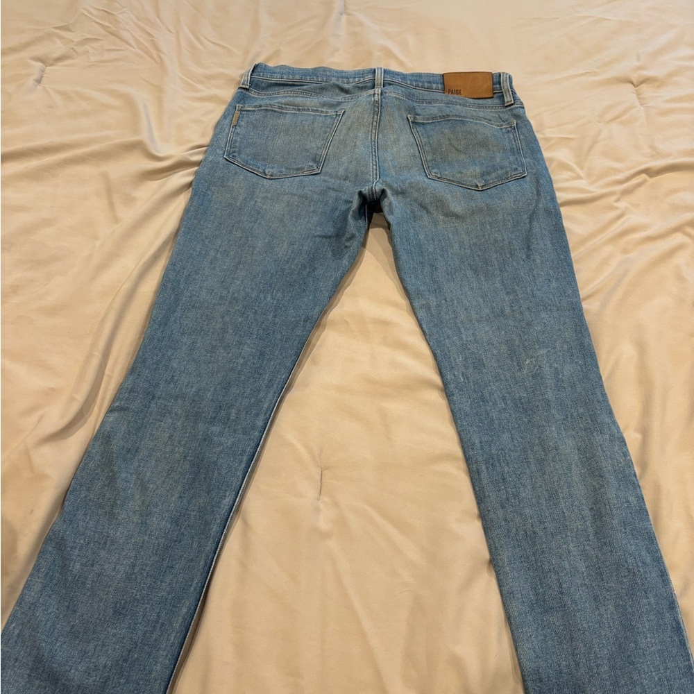 PAIGE Light Wash Blue Straight Leg Jeans